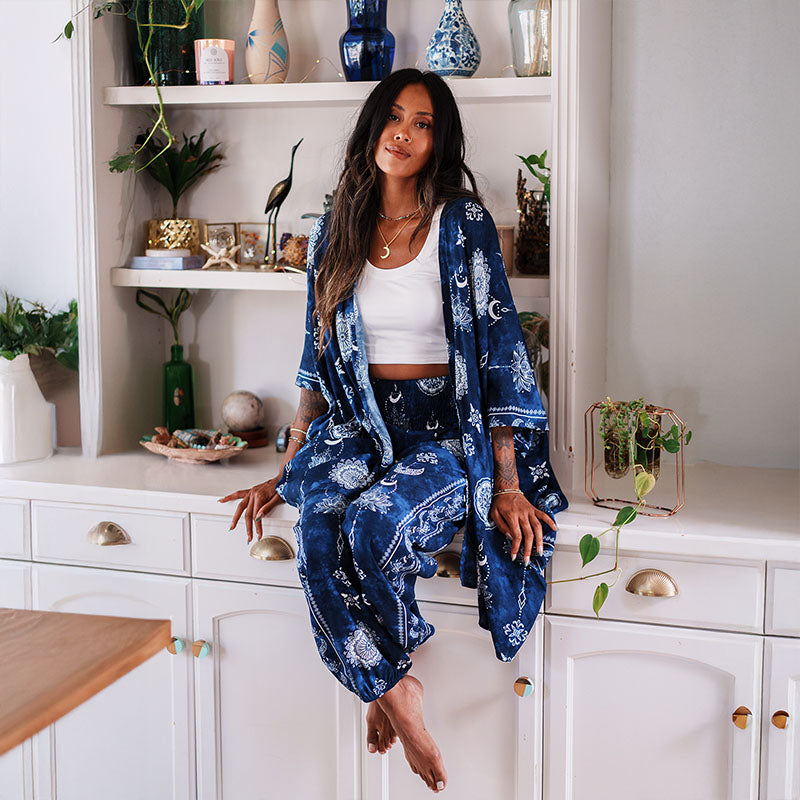 Nightfall Blue Lotus Moon Lounge Set