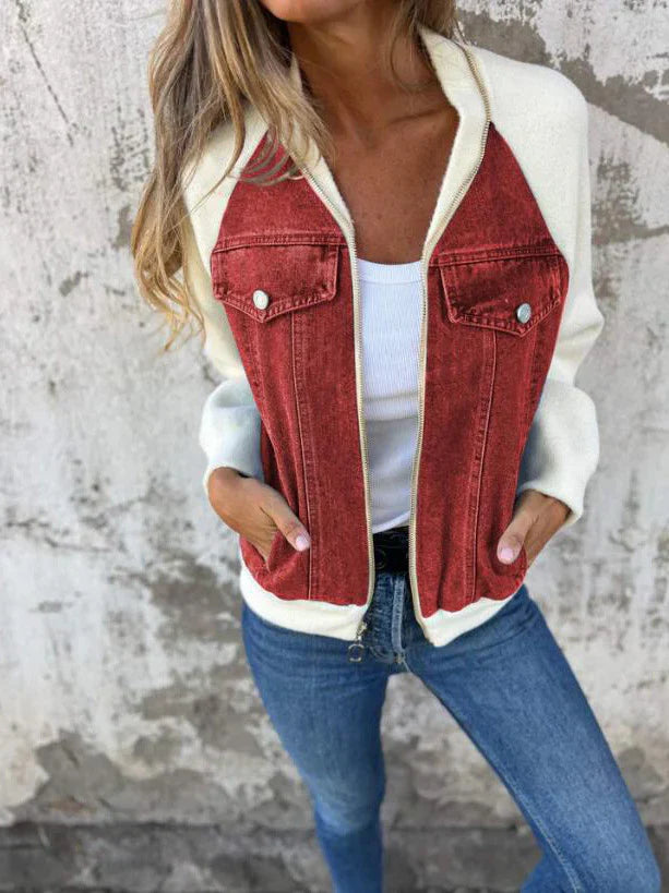 Caiya™ - Lässige Jacke mit Reißverschluss und V-Ausschnitt