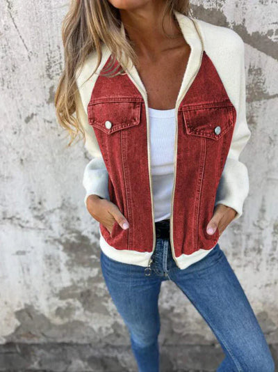 Caiya™ - Lässige Jacke mit Reißverschluss und V-Ausschnitt