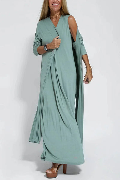 Nicole™ – Elegantes Maxikleid mit passender Strickjacke